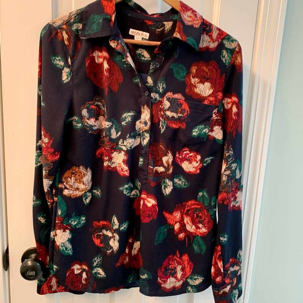 Merona floral popover blouse